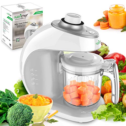 Digital Baby Food Maker Machine - 2-in-1 Steamer Cooker and Puree Blender Food Processor with Steam Timer - Steam Blend Organic Homemade Food for Newborn Babies, Infants, Toddlers - NutriChef PKBFB18