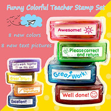 Load image into Gallery viewer, Bertiveny Teacher Stamps for Grading Classroom，Parent Signature Self-Inking Teacher Stamp Set School Supplies Stamps for Homework Reward with 8 pcs Teacher Supplies for Classroom Elementary(Rainbow)
