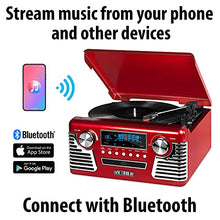 Load image into Gallery viewer, Victrola 50&#39;s Retro Bluetooth Record Player &amp; Multimedia Center with Built-in Speakers - 3-Speed Turntable, CD Player, AM/FM Radio | Vinyl to MP3 Recording | Wireless Music Streaming | Red
