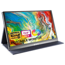 Load image into Gallery viewer, Portable Monitor - KYY 15.6inch 1080P FHD USB-C Laptop Monitor HDMI Computer Display HDR IPS Gaming Monitor w/Premium Smart Cover &amp; Speakers, External Monitor for Laptop PC Mac Phone PS4 Xbox Switch
