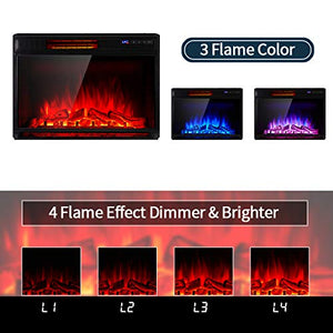 YODOLLA 29 Inch Electric Fireplace Insert, Recessed Mounted & Freestanding Electric Fireplace Heater with Remote Control,Black