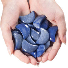 Load image into Gallery viewer, rockcloud Pack of 4 Healing Crystals Moon Shape Worry Stones Pocket Stone Hand Carved Ornamant Home Decoration, Blue Aventurine
