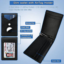 Load image into Gallery viewer, Mens Slim Bifold Wallet for AirTag with Money Clip, Minimalist Wallet with Built-in Holder Case for AirTag (Black)
