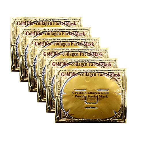 Permotary 6 PCS 24k Gold Gel Collagen Face Masks, Facial Treatment Deep Moisturizing Masks For Anti Aging Puffiness Skincare Anti Wrinkle Tighten Skin & Revitalize Skin