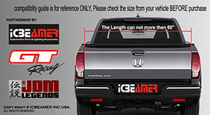 ICBEAMER Triple Row 60 inch 504 pcs LED for Pick up/Truck Tailgate Light Bar Side Bed Light Strip Bar IP67 Waterproof Reverse- 6 Functions Tail/Brake/Sequential/Turn Signals/Reverse/Flashing Lights