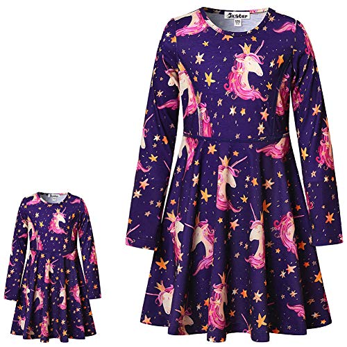 Load image into Gallery viewer, Long Sleeve Unicorn Dresses for Toddler Girls Casual Summer Sun Dresses 7 16