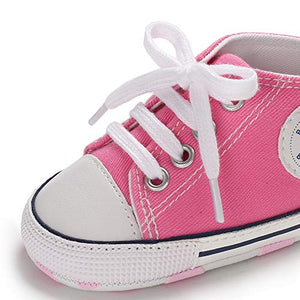 Tutoo Unisex Baby Boys Girls Star High Top Sneaker Soft Anti-Slip Sole Newborn Infant First Walkers Canvas Denim Shoes