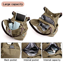 Load image into Gallery viewer, Worldlyda Women Canvas Hobo Purse Multi Pocket Tote Shopper Shoulder Bag Casual Top Handle handbag with Embroidery Ethnic (Upgraded Army Green)
