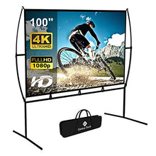 Load image into Gallery viewer, Projector Screen with Stand Foldable Portable Movie Screen 100 Inch（16：9）, HD 4K Double Sided Projection Screen Indoor Outdoor Projector Movies Screen for Home Theater (100 Inch) …

