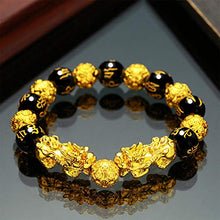 Load image into Gallery viewer, Feng Shui Black Obsidian Wealth Bracelet，Vietnamese Sagin Pixiu Character for Protection Can Bring Luck and Prosperity，Suitable for Any Occasion,Unisex(Single Pixiu A)
