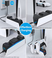 Load image into Gallery viewer, PS5 Controller Charger Station, PS5 Charging Station with Fast Charging AC Adapter 5V/3A, Playstation 5 Dual Controller Charging Stand, OIVO Docking Station Replacement for DualSense Charging Station
