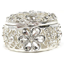 Load image into Gallery viewer, Wedding Unity Coins - Arras de Boda - Round Shaped Flower Box with Decorative Rhinestone Crystals 16 (Silver)
