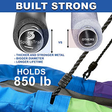 Load image into Gallery viewer, Tree Swing Saucer Swing for Kids Outdoor – Oval (65’’ x 27.5’’) for Tree – Hanging Swing with Steel Frame, Frictionless Swivel, Carabiners, Nylon Ropes, Handles &amp; Thick Padding by SportsTrail
