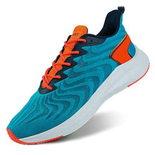 Load image into Gallery viewer, KUMNY Men's Breathable Walking Shoes Lightweight Athletic Running Tennis Mesh Sneakers Bule Orange Size 9.5
