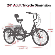 Load image into Gallery viewer, Sibosen Adult Tricycles for Women/Men, 7 Speed Adult Mountain Bikes Tricycles 24 Inch 3 Wheeled Mountain Trike Bicycles w/Carbon Steel Low Step-Through Frame Folding Basket - USA Warehouse Delivery

