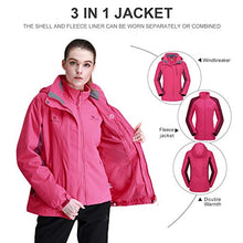Load image into Gallery viewer, CAMEL CROWN Women&#39;s Waterproof Ski Jacket 3-in-1 Winter Coat Windbreaker Fleece Inner for Snow Rain Hiking Outdoor
