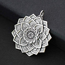 Load image into Gallery viewer, Large Sterling Silver Lotus Mandala Charms ï for Necklace Bracelet Pendant Charm ï Spiritual Gifts for Women ï Yoga Awakening Meditation Enlightenment Motivational Inspirational Jewelry Gift
