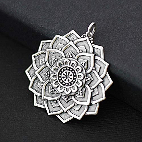 Large Sterling Silver Lotus Mandala Charms ï for Necklace Bracelet Pendant Charm ï Spiritual Gifts for Women ï Yoga Awakening Meditation Enlightenment Motivational Inspirational Jewelry Gift