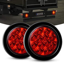 Load image into Gallery viewer, Nilight - TL-18 2PCS 4" Round Red LED Trailer Tail Lights w/Surface Mount Grommet Plugs IP67 Stop Brake Turn Tail Lights for Truck Trailer RV Jeep, 2 Years Warranty
