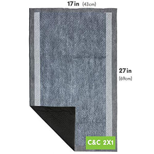 Paw Inspired Disposable Guinea Pig Cage Liners | Bamboo Charcoal Odor Controlling | Super Absorbent Liners Pee Pads for Ferrets, Rabbits, Hamsters, and Small Animals (17” x 27” (C&C 2 x 1), 8 Count)