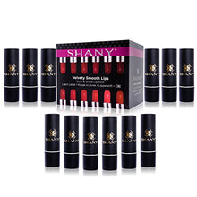 Load image into Gallery viewer, SHANY Slick &amp; Shine Lipstick Set - 12 Matte color Long Lasting &amp; Moisturizing Lip Colors with Vitamin E and Aloe Vera.
