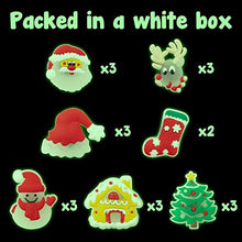 Load image into Gallery viewer, CY2SIDE 20PCS Christmas Glowing Shoe Charm for Clogs, Santa Glow in the Dark Shoe Decoration Charm for Kids, Bracelet Wristband Charm for Toddlers, Shoe Decor for Slip on, Christmas Treasure Toys Mini
