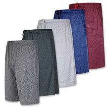 Load image into Gallery viewer, 5 Pack: Quick Dry Fit Dri-Fit Big Boys Girls Youth Clothing Knit Active Athletic Performance Basketball Soccer Lacrosse Tennis Exercise Summer Gym Teen Shorts -Set 4- Medium (8/10)
