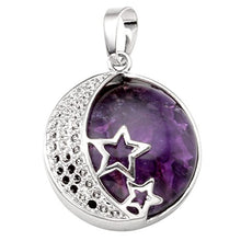 Load image into Gallery viewer, Jovivi Natural Gemstones Moon and Star Healing Crystal Chakra Pendant Necklace with 21.5in Stainless Steel Chain
