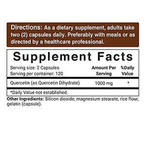 NatureBell Quercetin 1000mg Per Serving, 240 Capsules (4 Months Supply), Super Immune Vitamins and Quercetin Vitamins, Supports Cardiovascular Health, Immune System and Bioflavonoids