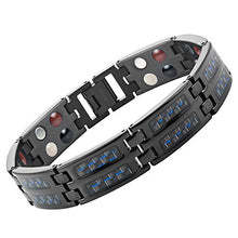 Load image into Gallery viewer, Willis Judd Mens Blue Carbon Fiber Black Titanium Magnetic Bracelet, Size Adjusting
