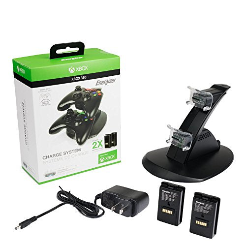 PDP 037-011-NA Energizer Xbox 360 Power & Play Controller Charger with Rechargeable Battery Pack for Two Wireless Controllers Charging Station
