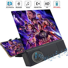 Load image into Gallery viewer, 12&#39;&#39; Phone Screen Magnifier with Bluetooth Speaker, 3D HD Movies Amplifier Projector Cell Phone Screen Enlarger with Foldable Stand for iPhone 11 Pro Samsung Galaxy S9 and Other Smartphones
