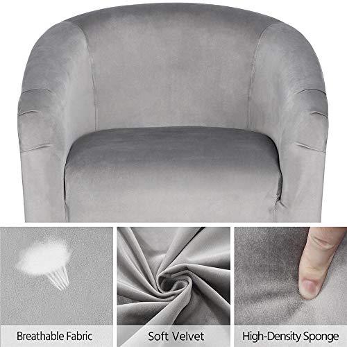 Load image into Gallery viewer, YAHEETECH Velvet Arm Chair Home Modern Club Chair Accent Chair Upholstered Barrel Chair Gray