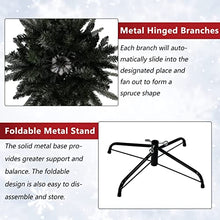 Load image into Gallery viewer, Kinder King 7.5FT Snow Flocked Artificial Christmas Tree, Premium Spruce Hinged Holiday Tree for Home, Office Decoration, 1242Tips, Ornament Balls Included, Easy to Assemble, Foldable Metal Stand
