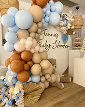 Load image into Gallery viewer, 146PCS Brown Nude Coffee Blue Boho Balloons Balloon Garland Arch Kit, Safari Wild One Teddy Bear We Can Bearly Wait Baby Shower Gender Reveal Birthday Theme Party Decorations for Boys Boy Girl
