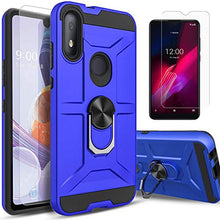 Load image into Gallery viewer, STARSHOP - T-Mobile Revvl 4 Case, with [Tempered Glass Protector Included] Metal Ring Stand Shockproof Drop Protection Phone Cover-Blue
