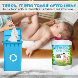Bamboo Diaper Liners - Fragrance Free Cloth Diaper Liners - Disposable Flushable Bamboo Diaper Liners 400 Sheets for Cloth Diaper Nappy - (4 Pack) Gentle and Soft, Chlorine and Dye-Free