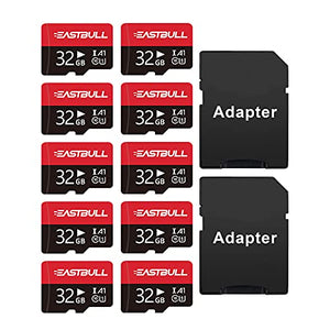 EASTBULL 10-Pack Micro SD Cards 32GB, SD Memory Cards Full HD Video 90MB/s UHS-I U1 Micro SDHC Class 10 for Surveillance Security Cam Action Camera (10 Units)