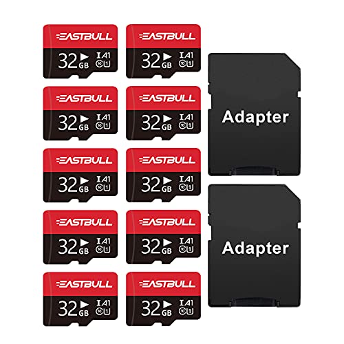 EASTBULL 10-Pack Micro SD Cards 32GB, SD Memory Cards Full HD Video 90MB/s UHS-I U1 Micro SDHC Class 10 for Surveillance Security Cam Action Camera (10 Units)