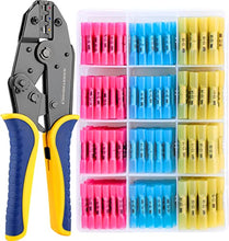 Load image into Gallery viewer, haisstronica Crimping Tool for Heat Shrink Connectors HS-8327 with 200PCS Marine Grade Heat Shrink Butt Connectors of Tinned Red Copper AWG 20-10
