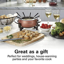 Load image into Gallery viewer, Hamilton Beach 3 Quart / 2.8 Liter 3QT Copper Electric Fondue Pot Set with Temperature Control, 6-Color Coded Forks, for Cheese, Chocolate, Hot Oil, Broth (86201)
