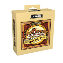 Load image into Gallery viewer, Ernie Ball Earthwood Medium Light 80/20 Bronze Acoustic Guitar Strings 3-pack, 12-54 Gauge (P03003)

