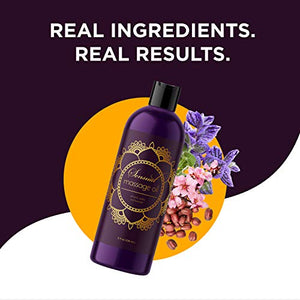 Aromatherapy Sensual Massage Oil for Couples - Relaxing Full Body Massage Oil for Date Night with Sweet Almond Oil - Vegan Lavender Massage Oil for Massage Therapy Smooth Gliding Formula (8 Fl Oz)