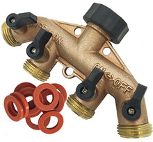 Load image into Gallery viewer, SOMMERLAND Heavy Duty Brass 4 Way Garden Hose Shut Off Connector (Brass Overmold-1PK)
