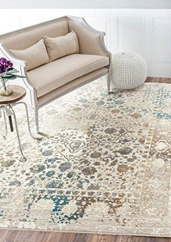 6495 Distressed Cream 5 x 7 Area Rug Carpet Large