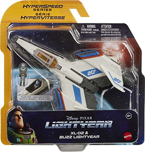 Disney Pixar Lightyear Hyperspeed Series XL-02 Spaceship & Buzz Lightyear Figure, 6.7 Inch Long Vehicle & 1.25 Inch Figure, Toy 4 Years & Up