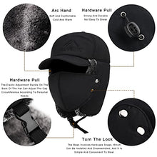Load image into Gallery viewer, 3 in 1 Thermal Fur Lined Trapper Hat with Ear Flap for Men, Full Face Neck Warmer All-Around Windproof Warm Insulated Winter Baseball Cap Cycling Snow Ski Snowboard Bomber Hat,Black

