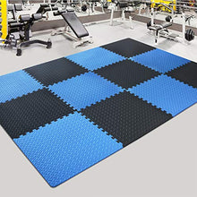 Load image into Gallery viewer, innhom Exercise Mat Gym Mat Interlocking Foam Mats EVA Foam Floor Tiles with Protective Flooring Mats for Gym Equipment Workouts, 6 Black and 6 Blue
