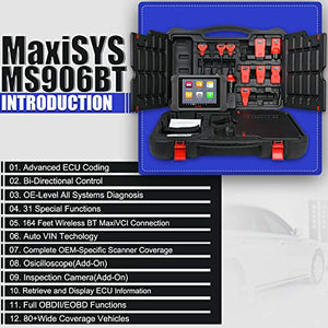 Autel Scanner MaxiSys MS906BT, 2021 Newest Automotive Scan Tool, US Version of MaxiCOM MK906BT, Upgraded of MS906 DS808 MP808, ECU Coding, Bi-Directional Control, 31+ Services, All Systems Diagnostics