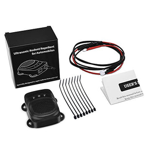 Loraffe Under Hood Rodent Ultrasonic Rat Repellent Mice Deterrent with Ultrasound and LED Flashlights, for 12V 24V Vehicle Auto Garage Pest Control, Keep Animal from Chewing Car Wiring